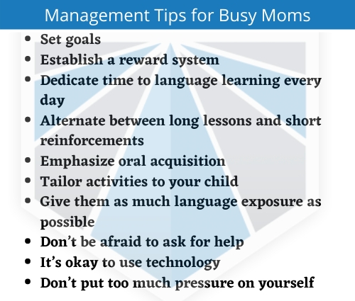 management tips for busy moms whose kids learn spanish