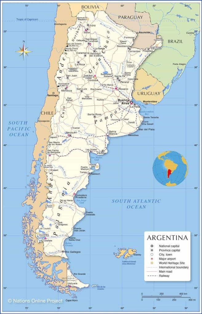 Mapa Argentina countries that speak Spanish