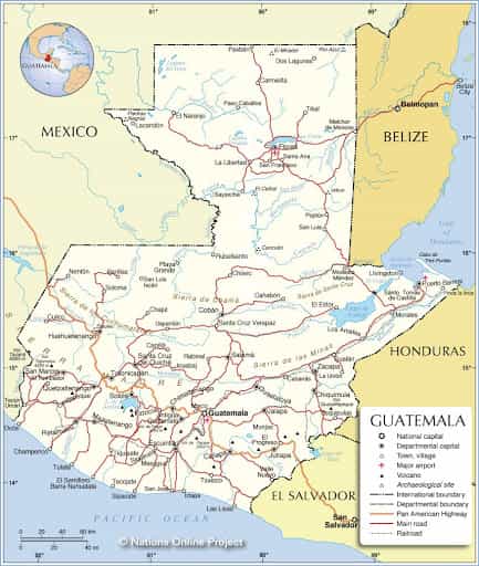 Mapa Guatemala countries that speak Spanish