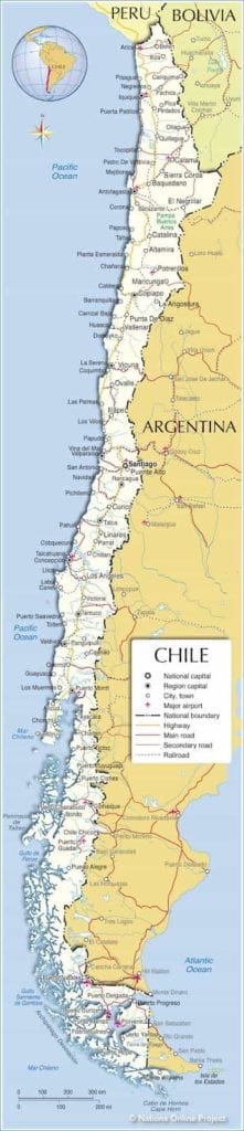 Mapa Chile countries that speak Spanish