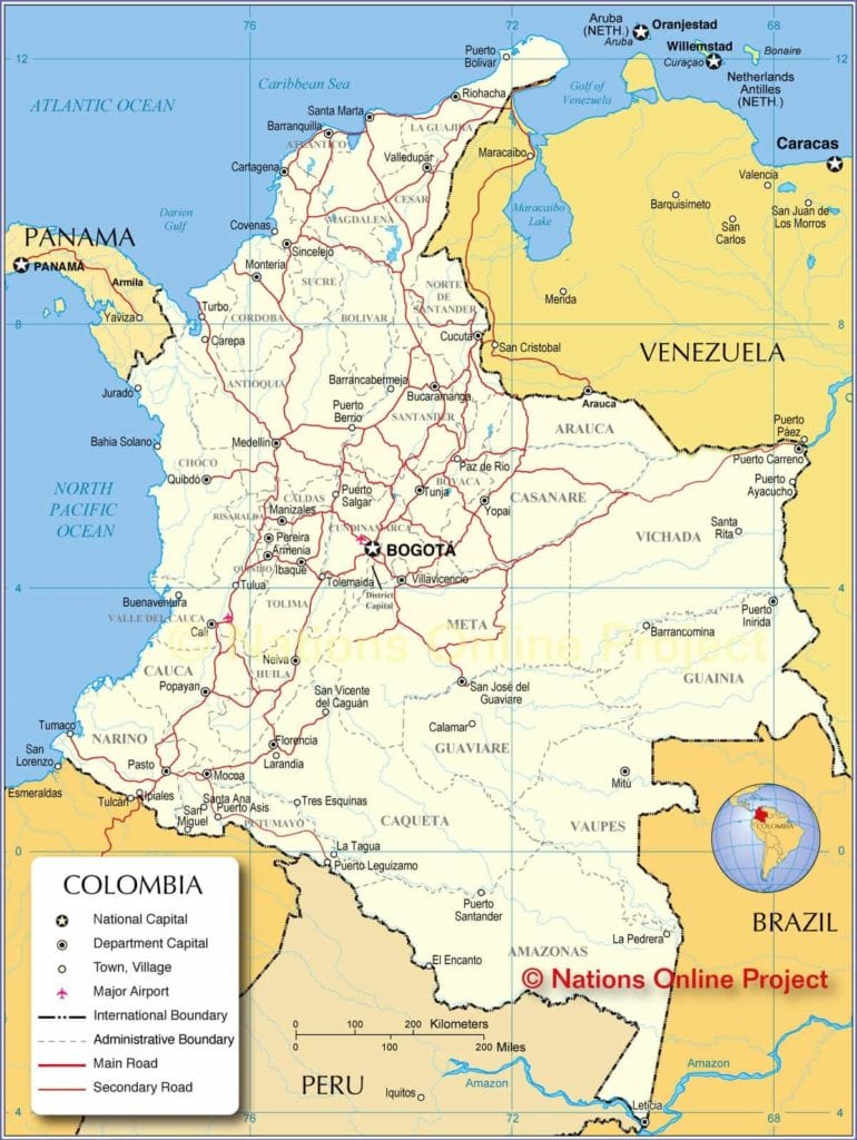 Mapa Colombia countries that speak Spanish