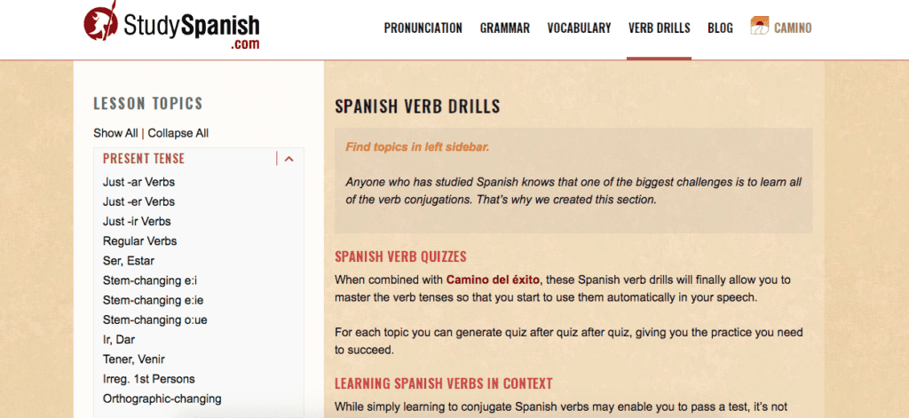 Study Spanish website