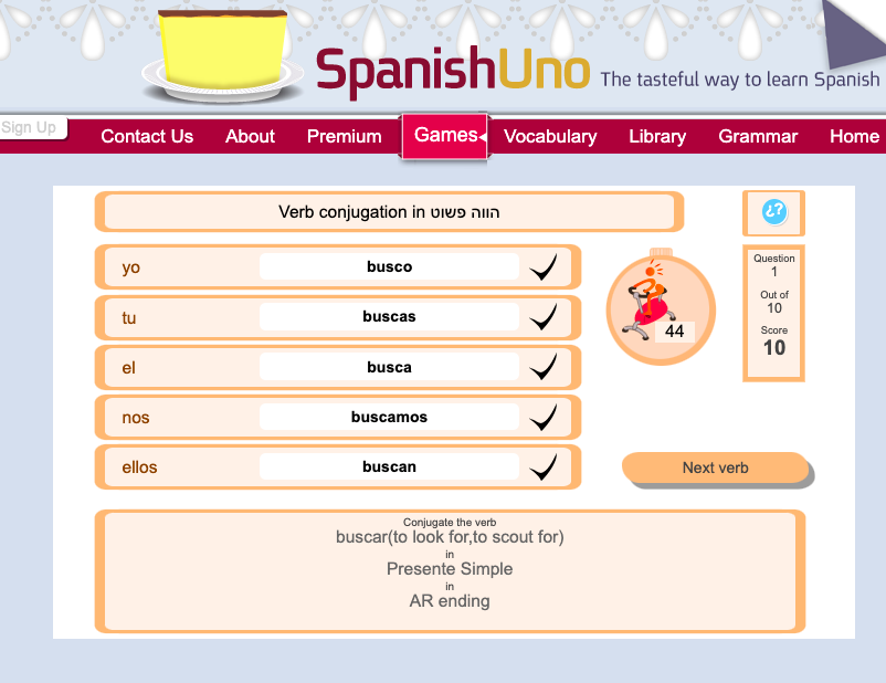 Spanish conjugation games