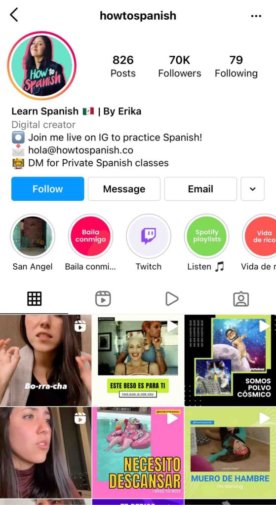 Spanish instagram