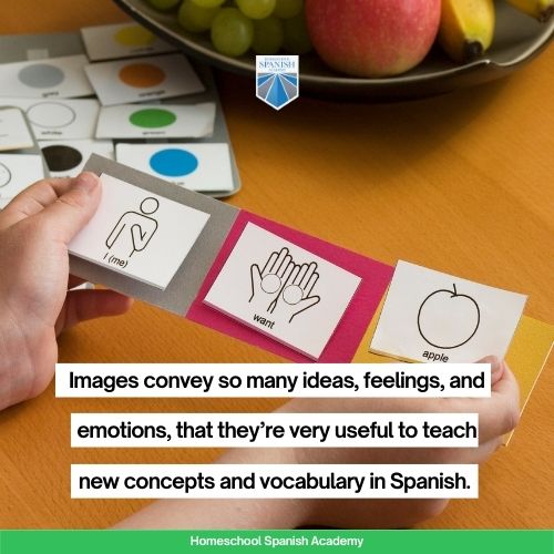 Images convey so many ideas, feelings, and emotions, that they’re very useful to teach new concepts and vocabulary in Spanish. 