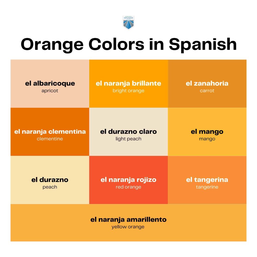 Orange in Spanish infographic
