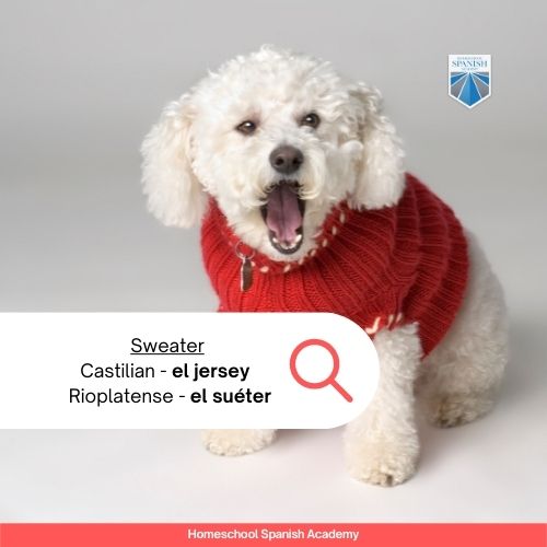 Sweater in different languages in Uruguay