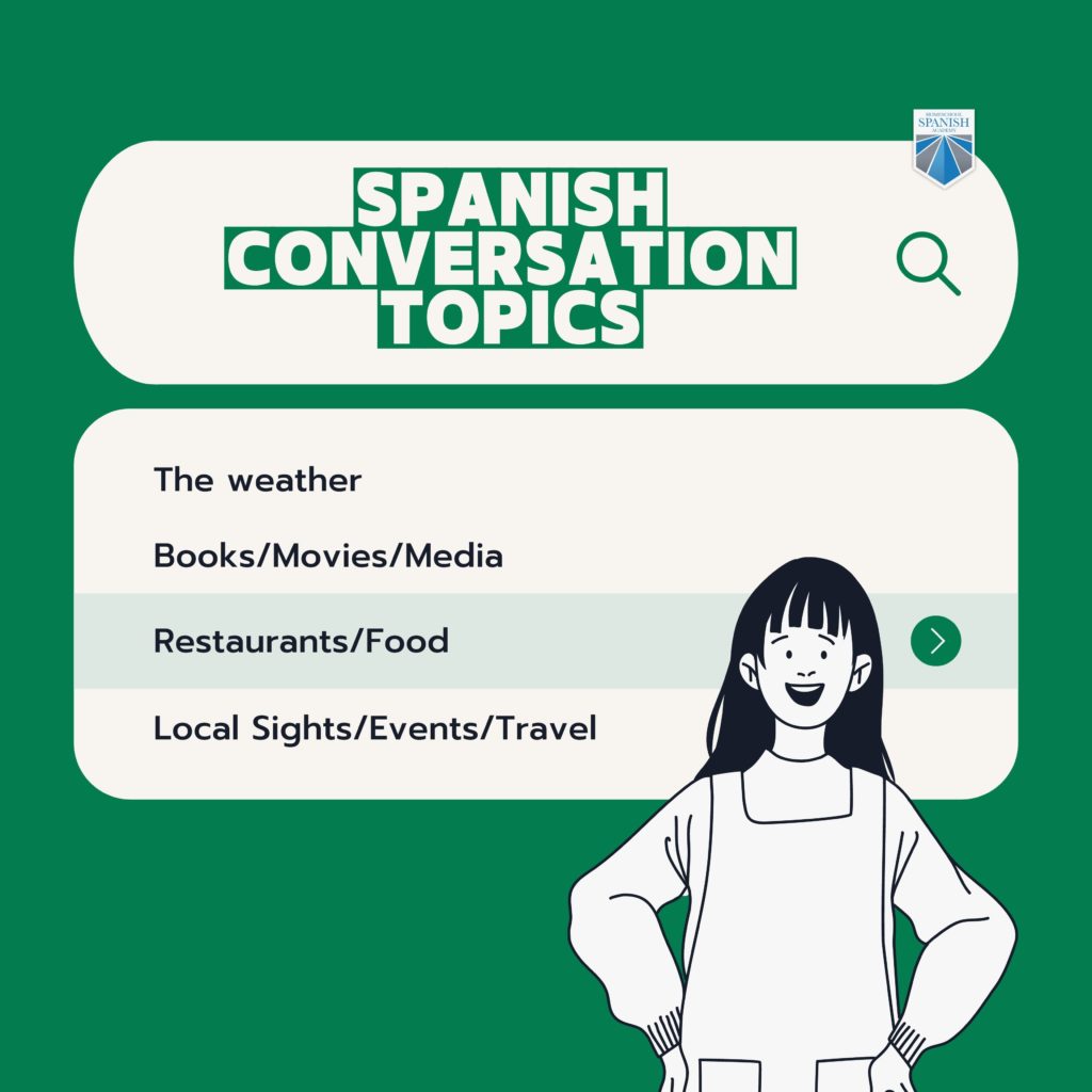 Spanish conversation topics infographic
