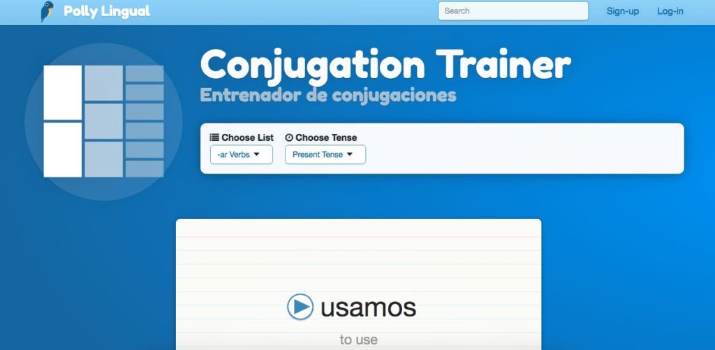 Test your verbs with conjugation trainer website