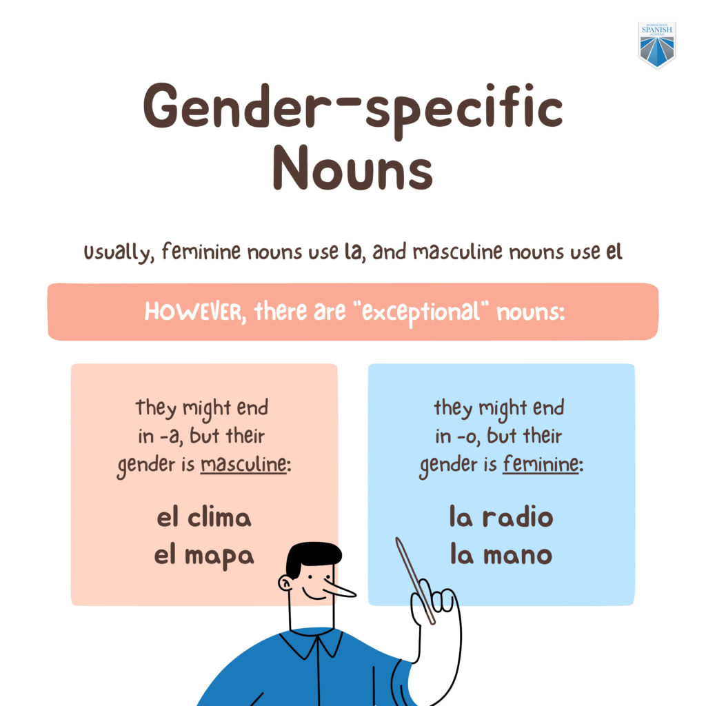 Spanish grammar - gender specific Nouns