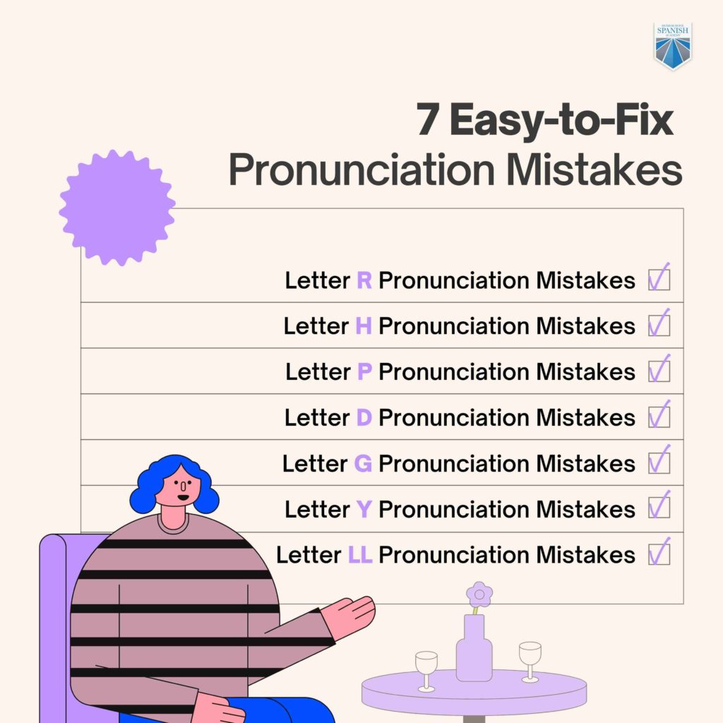 Easy-to-Fix Pronunciation Mistakes Spanish Learners Make infographic