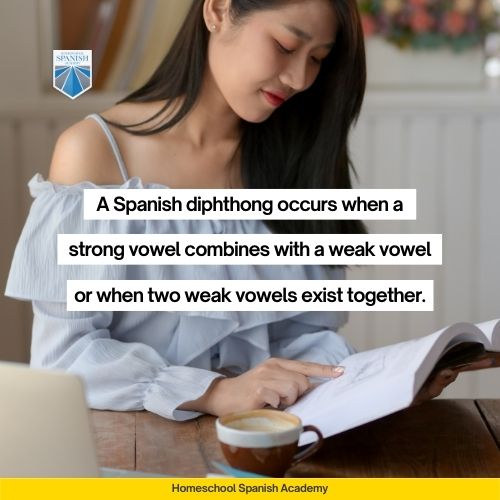 Spanish diphthongs occur when two vowels meet in one syllable.