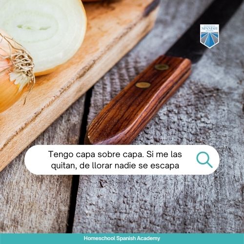 Tengo capa sobre capa. Si me las quitan, de llorar nadie se escapa.