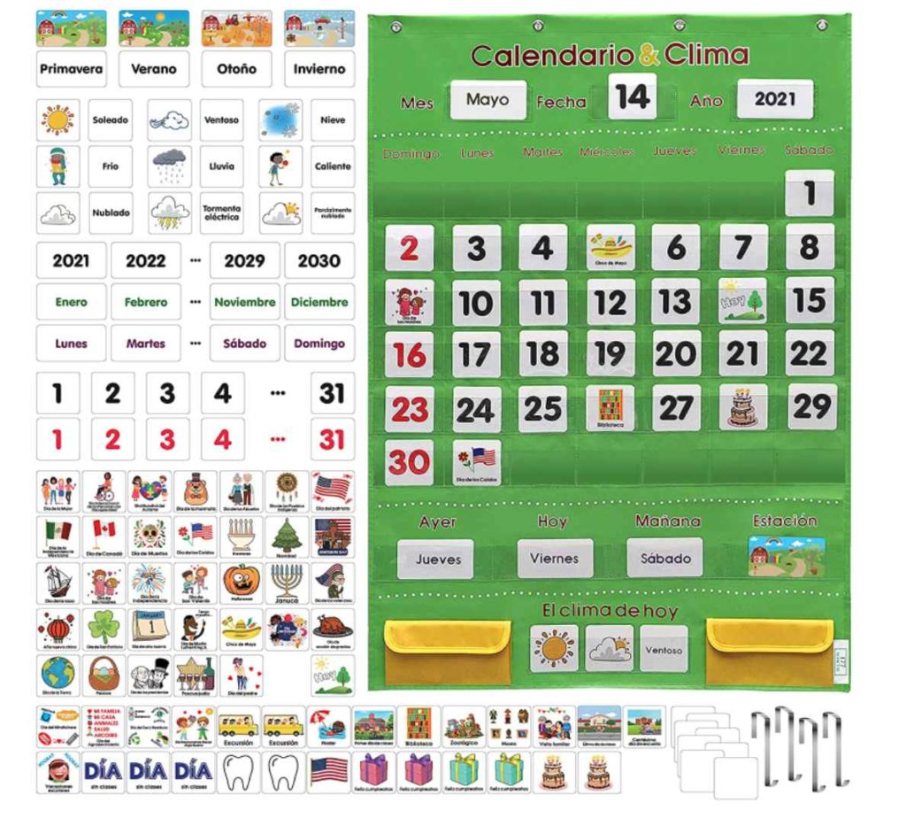 Spanish Calendar 2022 for Classroom & Home